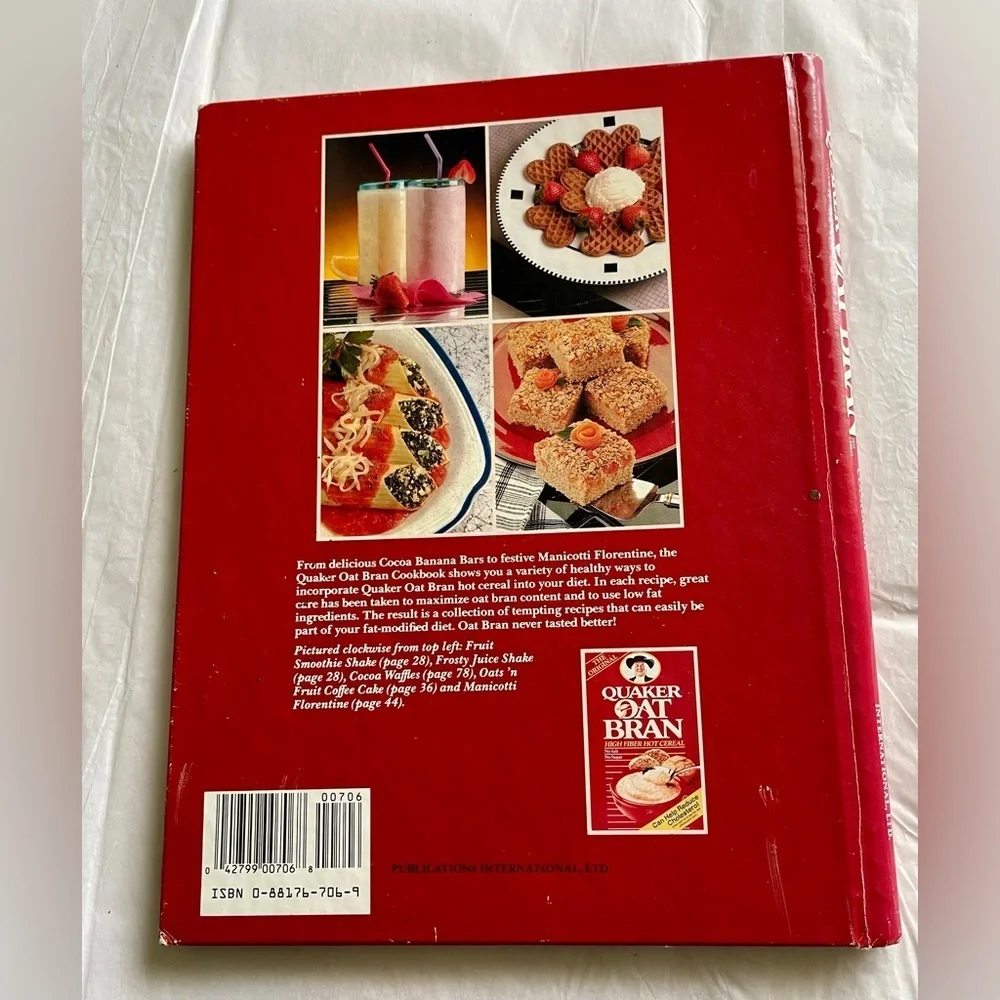 Quaker Oat Bran Cookbook 1989 Vintage Reduce Cholesterol